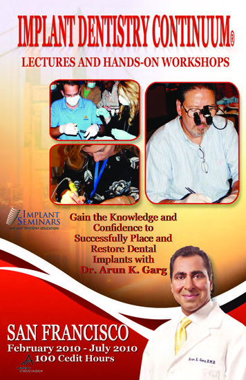 LECTURES AND HANDS-ON WORKSHOPS - Implant Seminars