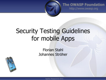 Security Testing Guidelines For Mobile Apps - OWASP