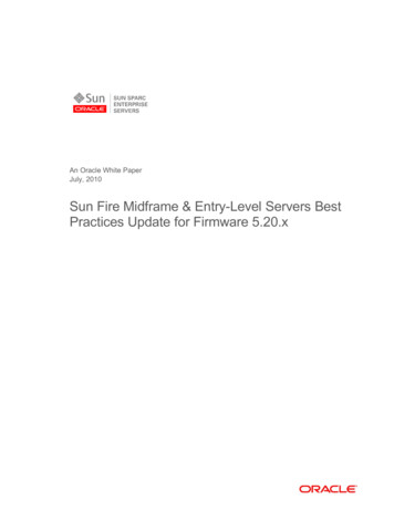 Sun Fire Midframe & Entry-Level Servers Best Practices Update For .
