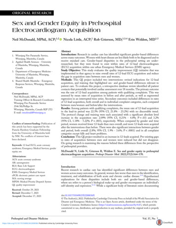 Sex And Gender Equity In Prehospital Electrocardiogram Acquisition