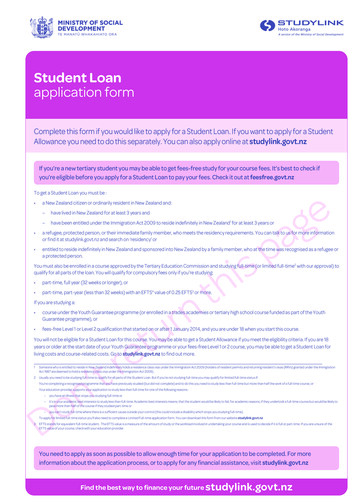 Student Loan Application Form - SLLOANA - StudyLink