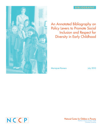 An Annotated Bibliography On Policy Levers To Promote Social Inclusion .