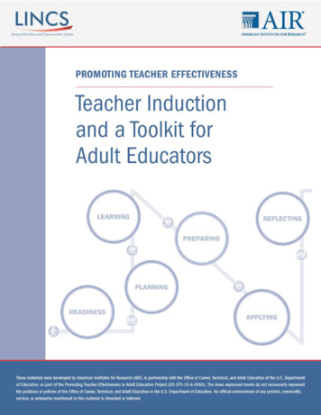 Teacher Induction And A Toolkit For Adult Educators - LINCS