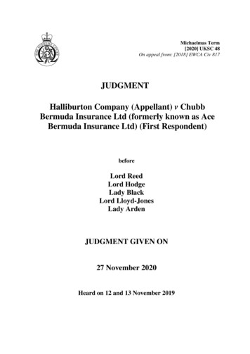 Halliburton Company (Appellant) V Chubb Bermuda Insurance Ltd (formerly .