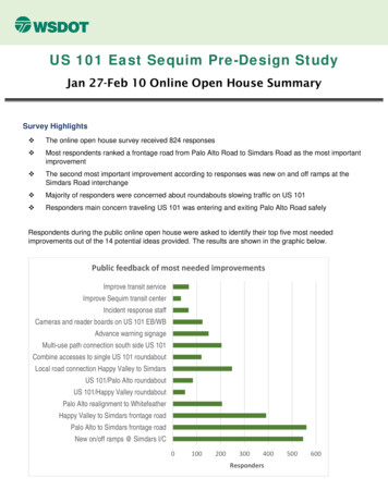 US 101 East Sequim Pre-Design Study Public Open House Summary