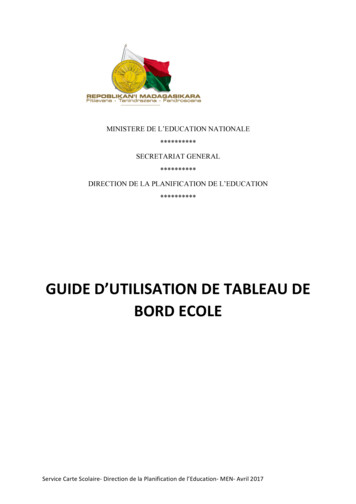 Guide D'Utilisation De Tableau De Bord Ecole - Unicef