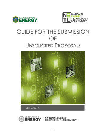 Guide For The Submission Of Unsolicited Proposals