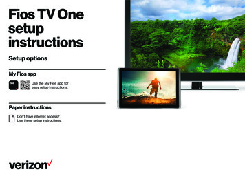 Fios TV One Setup Instructions For Coax - Verizon