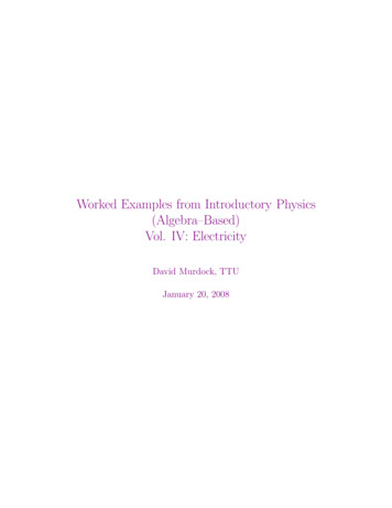 Worked Examples From Introductory Physics (Algebra-Based) Vol. IV .