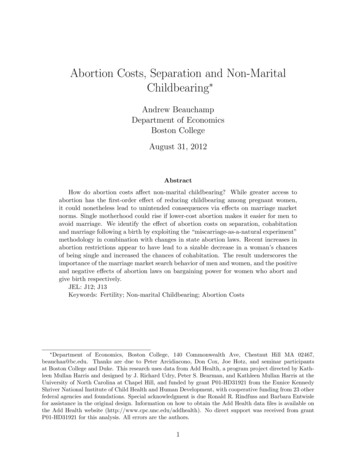 Abortion Costs, Separation And Non-Marital Childbearing