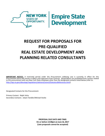 Request For Proposals For Pre-qualified Real Estate Development And .