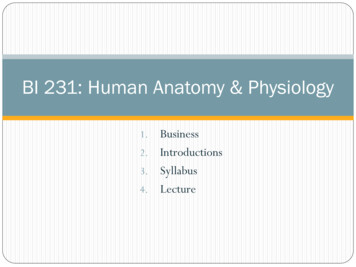 BI 231: Human Anatomy & Physiology