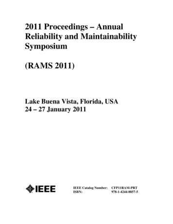 2011 Proceedings - Annual Reliability And Maintainability Symposium .