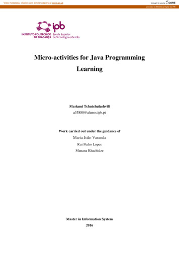 Micro-activities For Java Programming Learning