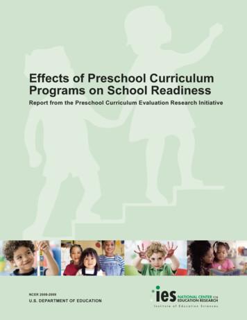 Effects Of Preschool Curriculum Programs On School Readiness