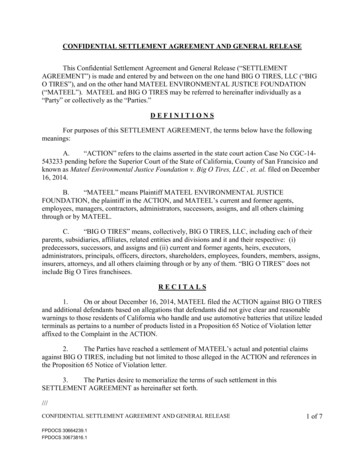Confidential Settlement Agreement And General Release