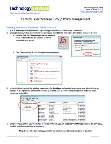 Centrify DirectManage: Group Policy Management - University Of Pittsburgh