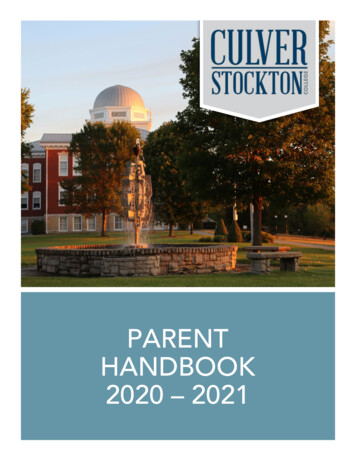 PARENT HANDBOOK 2020 - 2021 - Culver-Stockton College