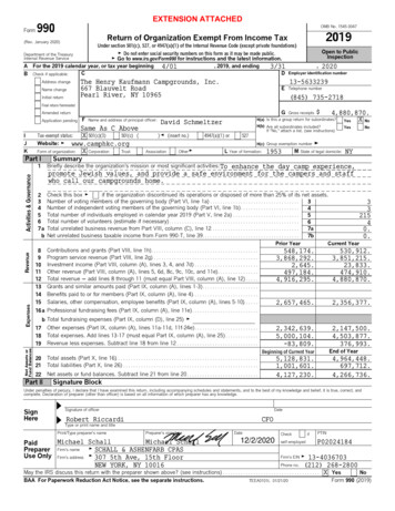 EXTENSION ATTACHED 990 Return Of Organization Exempt From Income Tax 2019