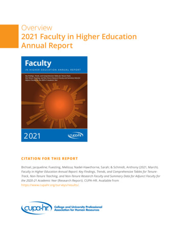 Overview 2021 Faculty In Higher Education Annual Report - CUPA-HR