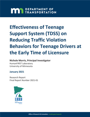 Effectiveness Of Teenage Driver Support System (TDSS) On Reducing .