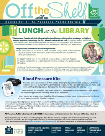 Newsletter Of The Pasadena Public Library LUNCH LIBRARY