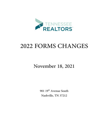 2022 Forms Changes - Tn Realtors 