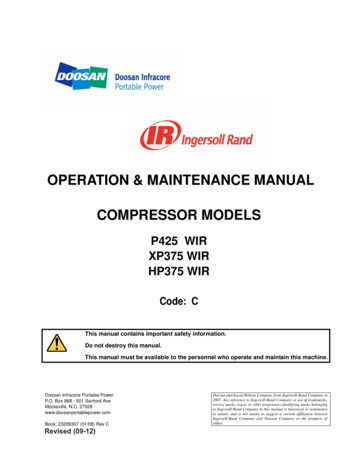 OPERATION & MAINTENANCE MANUAL COMPRESSOR MODELS - Doosan Portable Power