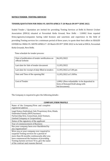 Notice Tender- Tenting Services Tender/Quotation For India Vs. South .