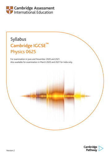 Syllabus Cambridge IGCSE Physics 0625