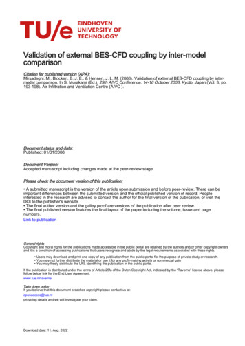 Validation Of External BES-CFD Coupling By Inter-model Comparison