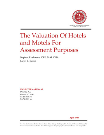 The Valuation Of Hotels And Motels For Assessment Purposes - HVS