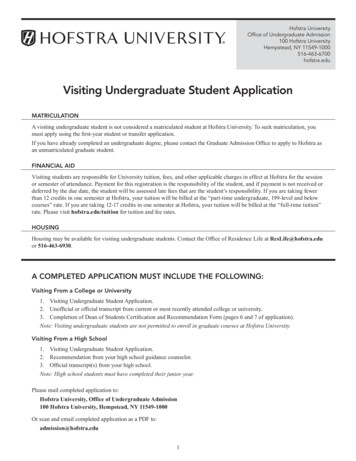 Visiting Undergraduate Student Application - Hofstra.edu