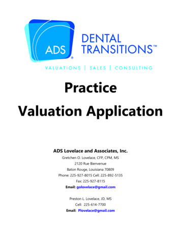 Practice Valuation Application - Lovelace And Associates
