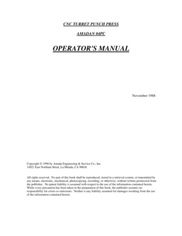 OPERATOR'S MANUAL - Used AMADA