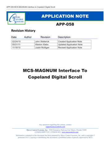 MCS-MAGNUM Interface To Copeland Digital Scroll