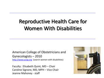 Reproductive Health Care For Women With Disabilities