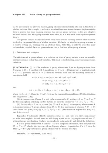 Chapter III. Basic Theory Of Group Schemes. - Mathematics