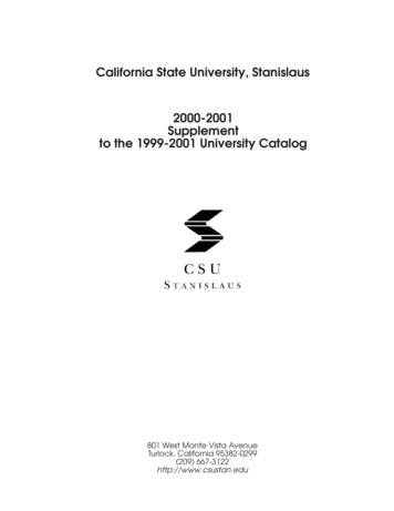 California State University, Stanislaus 2000-2001 Supplement To The .