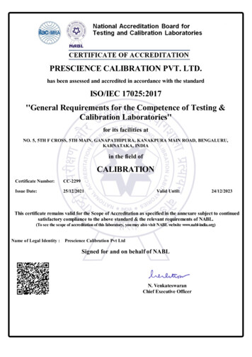 Iso/Iec 17025:2017 Prescience Calibration Pvt. Ltd.