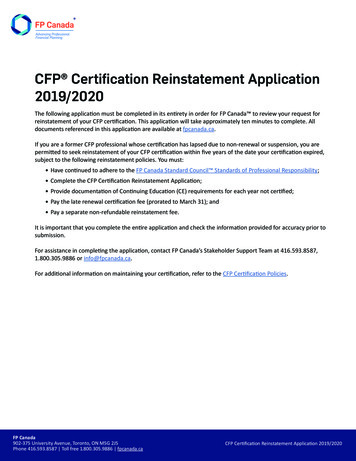 CFP Certification Reinstatement Application