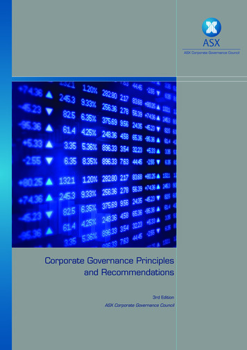 Corporate Governance Principles And Recommendations - ASX