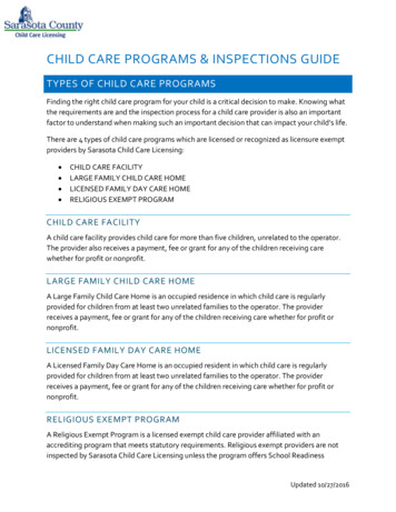 CHILD CARE PROGRAMS INSPECTIONS GUIDE - Florida Department Of Health