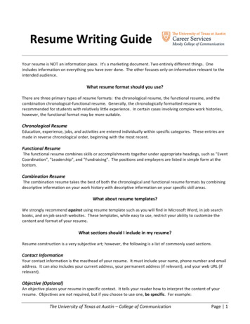 Resume Writing Handout Wo Resumes 13-14