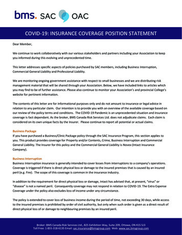COVID-19: INSURANCE COVERAGE POSITION STATEMENT - Speech-Language And .