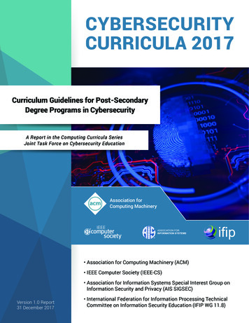 CYBERSECURITY CURRICULA 2017 - Association For Computing Machinery
