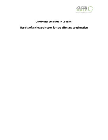Commuter Students In London: Results Of A Pilot Project On Factors .