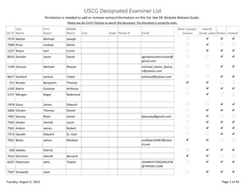 USCG Designated Examiner List - United States Coast Guard