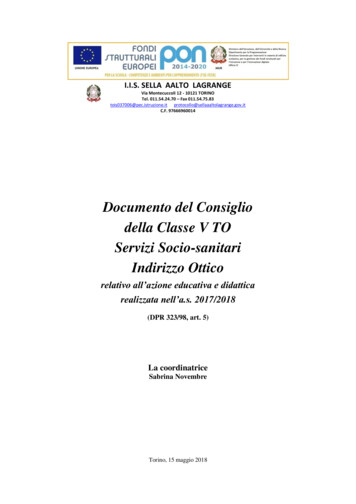 Documento Del Consiglio Della Classe V TO Servizi Socio-sanitari .