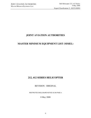 Joint Aviation Authorities Master Minimum Equipment List (Mmel)